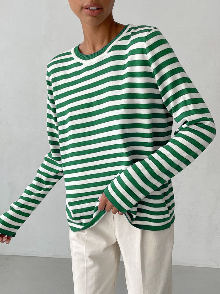 Striped Gestreepte Gebreide Damestrui | Kayse