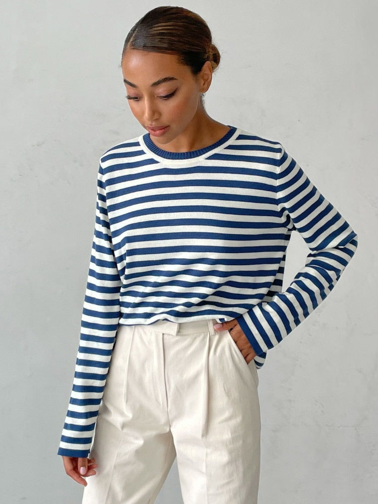 Striped Gestreepte Gebreide Damestrui | Kayse