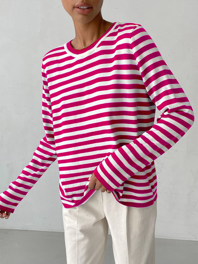 Striped Gestreepte Gebreide Damestrui | Kayse