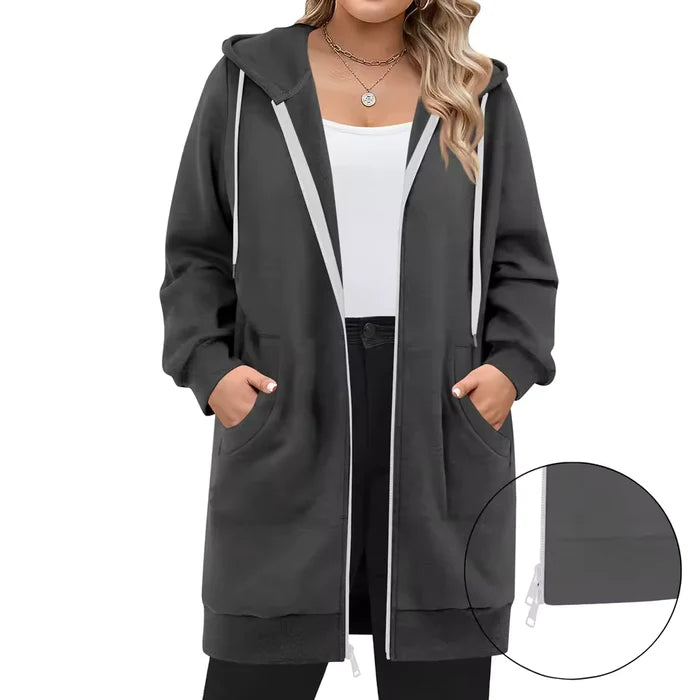 SoftHood™ • Lang damesvest met capuchon voor warmte en comfort
