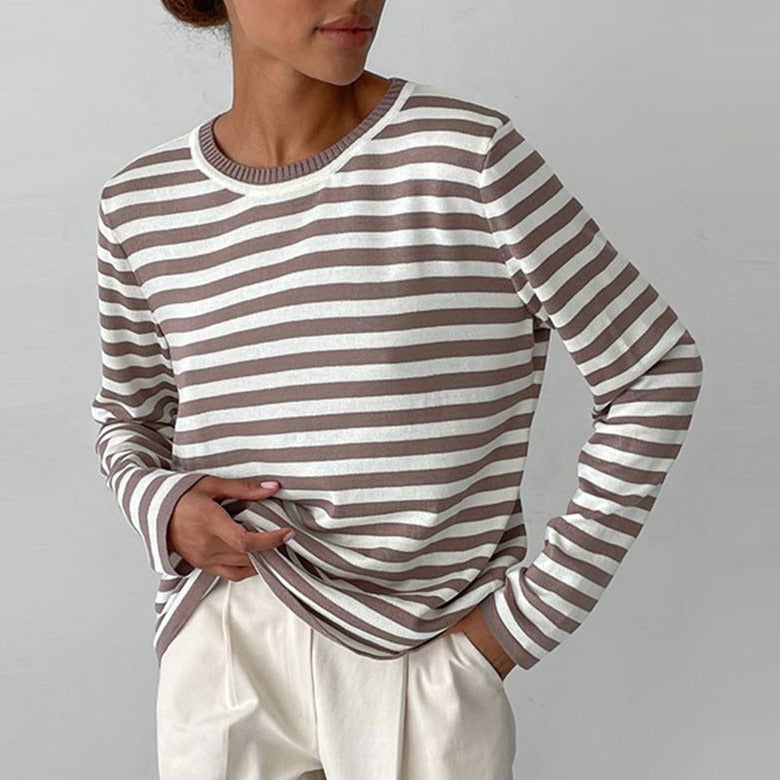 Striped Gestreepte Gebreide Damestrui | Kayse