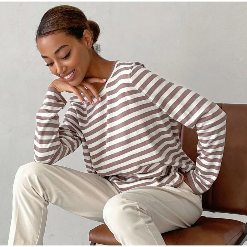 Striped Gestreepte Gebreide Damestrui | Kayse
