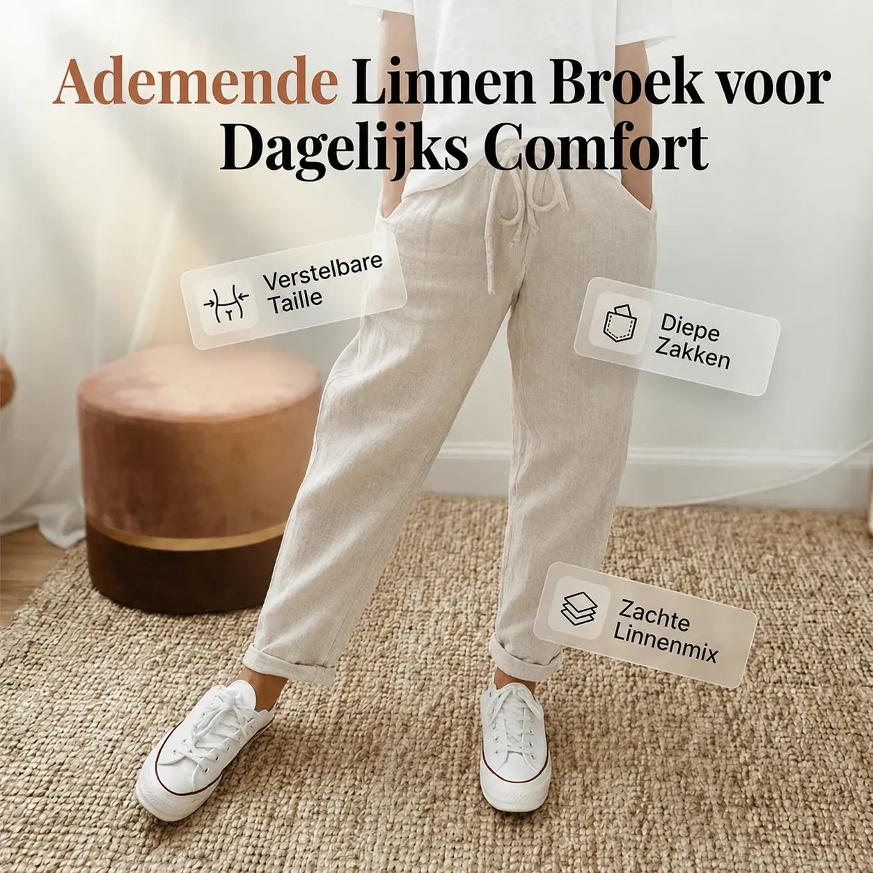 Zenda™ • Katoen-Linnen Damesbroek