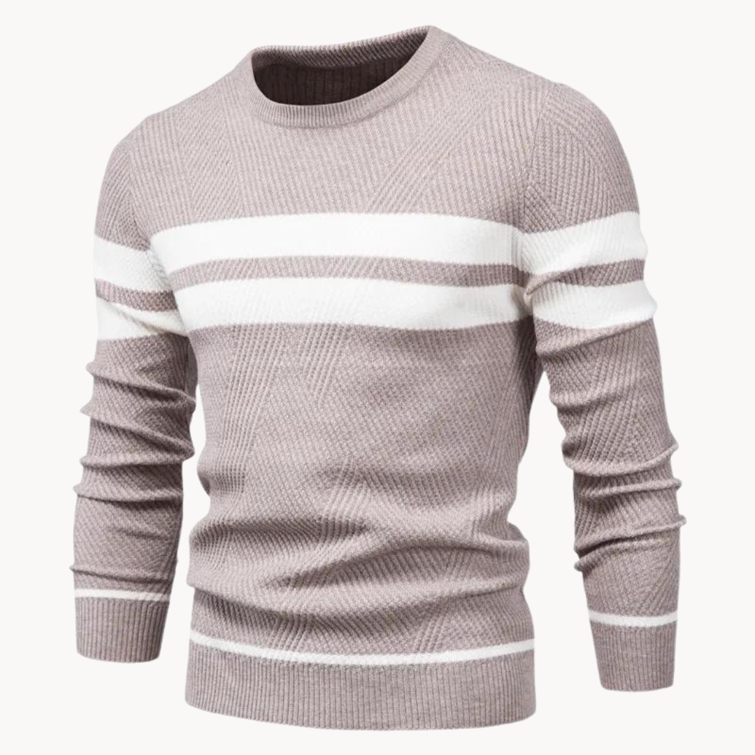 Zander Field Stripe Cotton Crewneck | Kayse