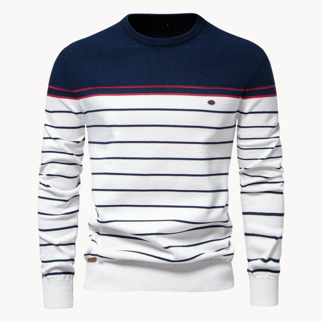 Atlantic Stripe Cotton Sweater | Kayse