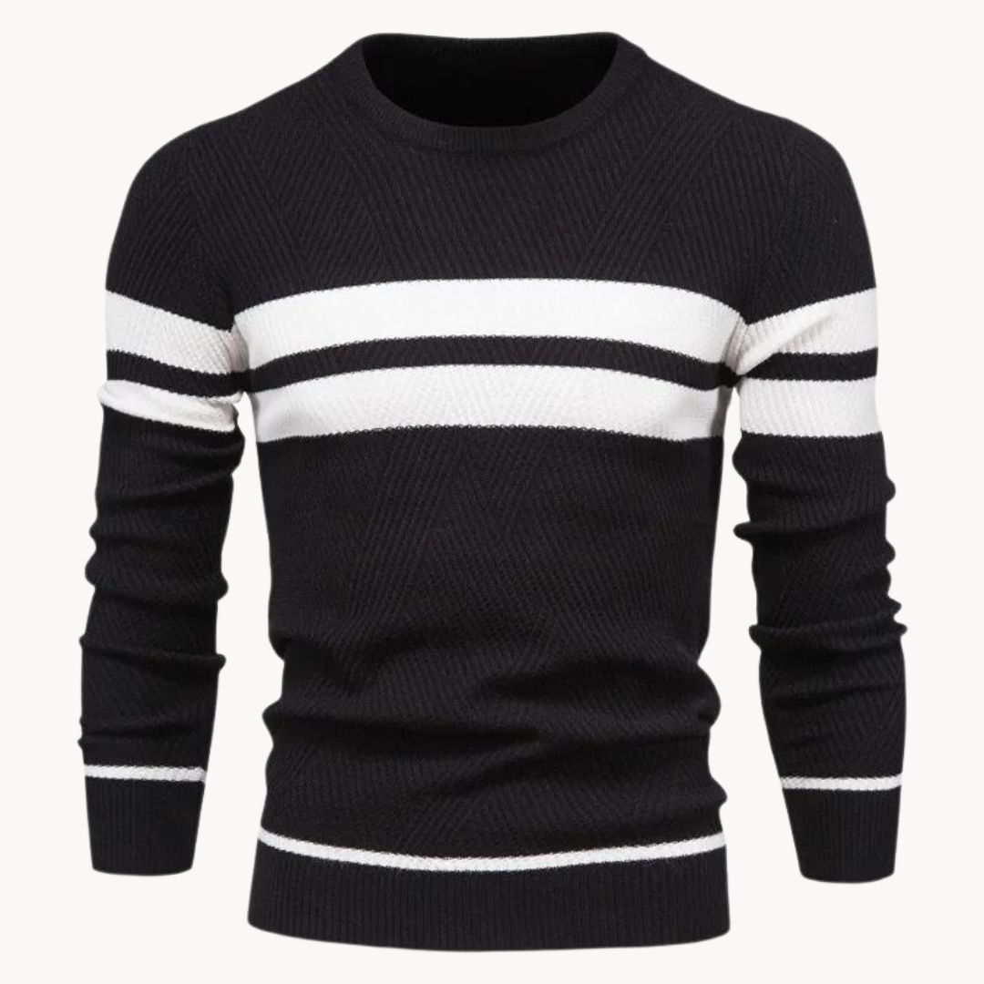 Zander Field Stripe Cotton Crewneck | Kayse