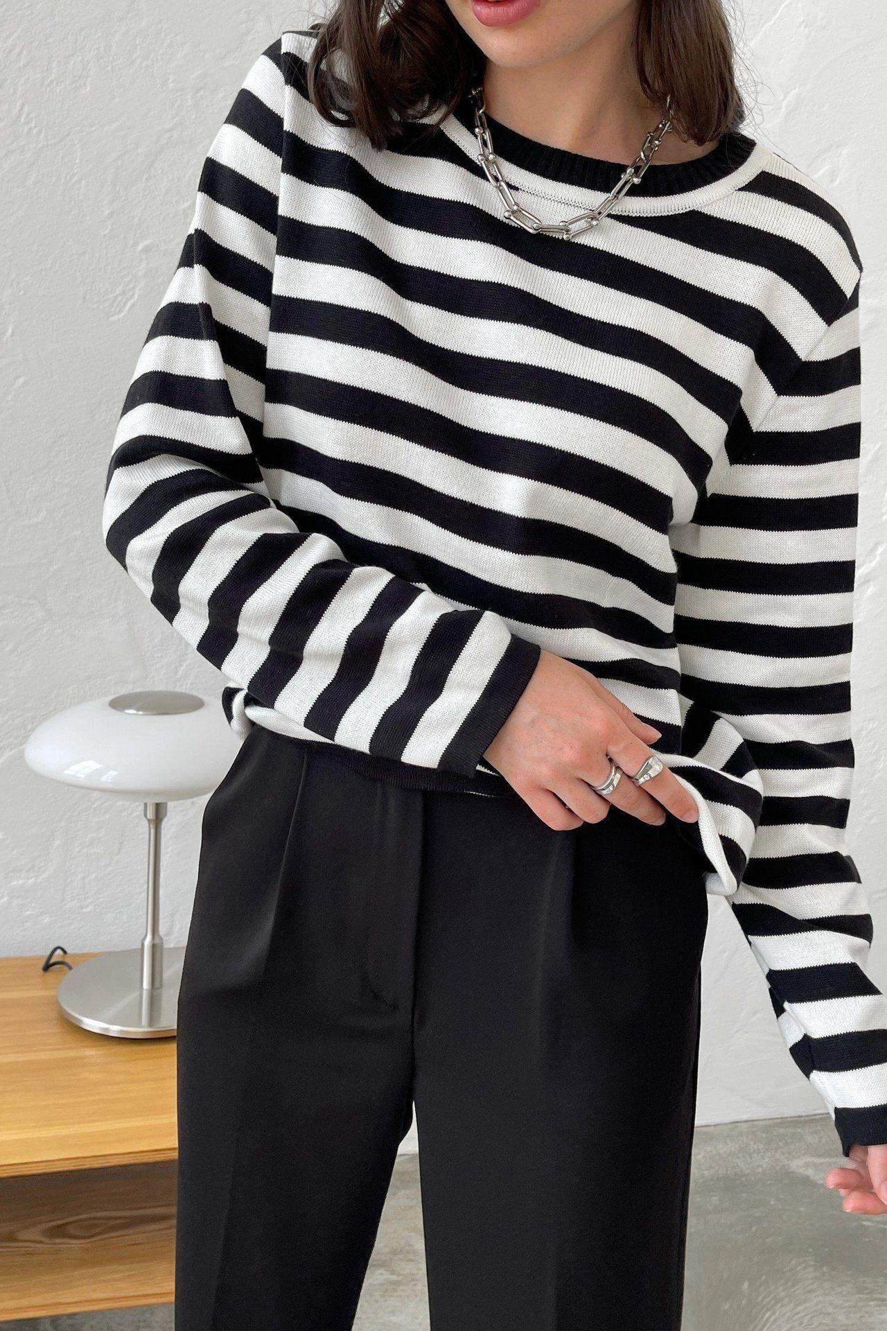 Striped Gestreepte Gebreide Damestrui | Kayse