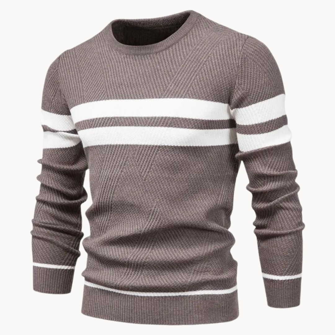 Zander Field Stripe Cotton Crewneck | Kayse