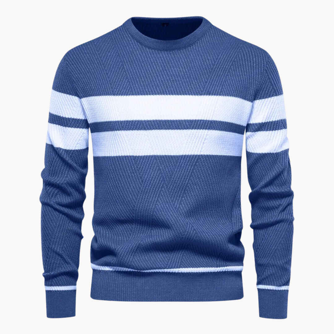 Zander Field Stripe Cotton Crewneck | Kayse