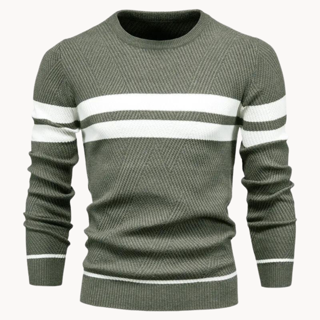 Zander Field Stripe Cotton Crewneck | Kayse