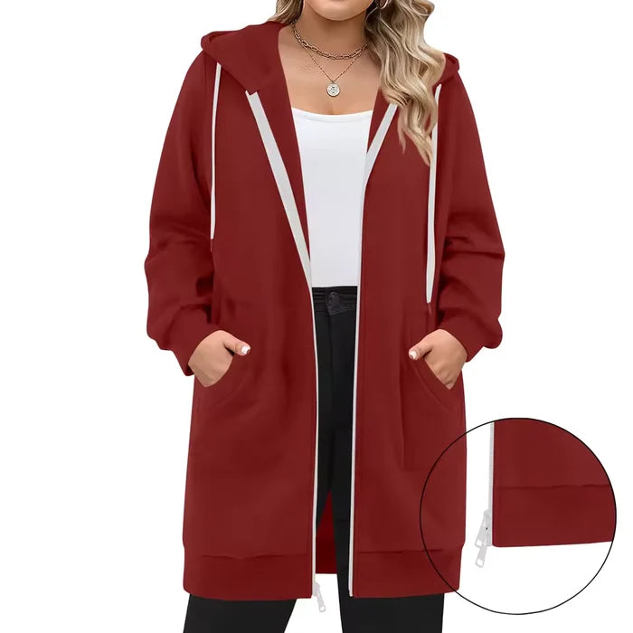 SoftHood™ • Lang damesvest met capuchon voor warmte en comfort