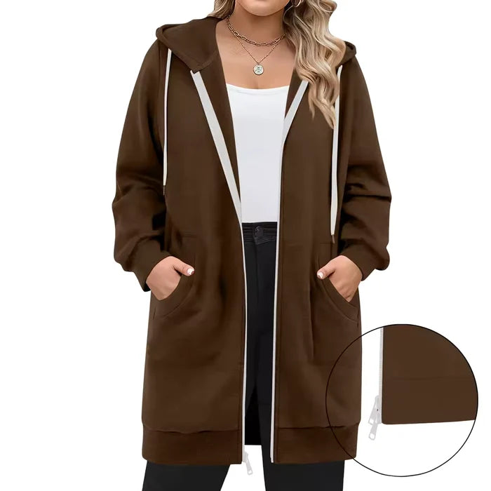 SoftHood™ • Lang damesvest met capuchon voor warmte en comfort