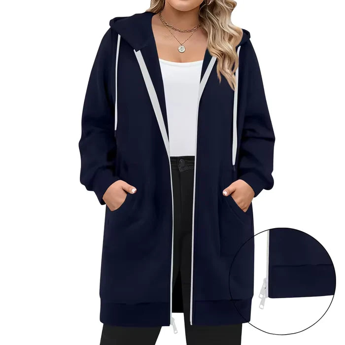 SoftHood™ • Lang damesvest met capuchon voor warmte en comfort