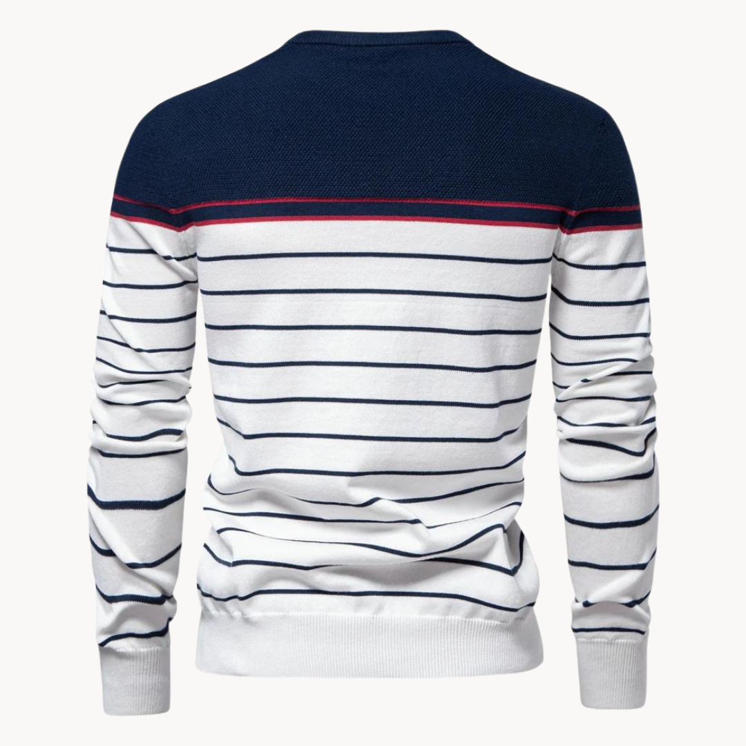 Atlantic Stripe Cotton Sweater | Kayse