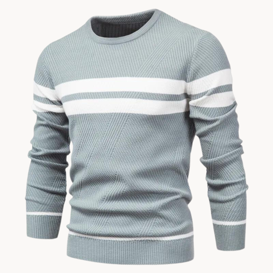 Zander Field Stripe Cotton Crewneck | Kayse