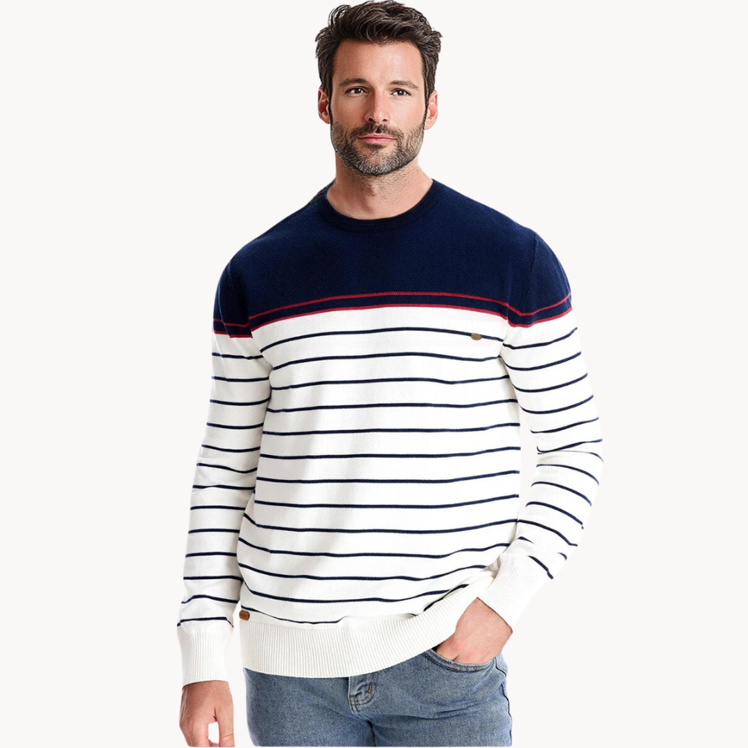 Atlantic Stripe Cotton Sweater | Kayse